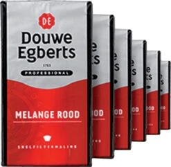Koffie Douwe Egberts Snelfiltermaling Melange Rood 500gr - 6 Stuks