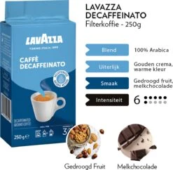 Lavazza Caffe Decaffeinato Filterkoffie - 250 Gram X8 -Koffie Promotie Winkel 1200x1177 2