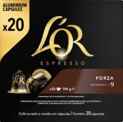L'OR Espresso Forza Koffiecups - Intensiteit 9/12 - 10 X 20 Capsules -Koffie Promotie Winkel 1200x1187 2