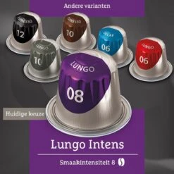 Douwe Egberts Lungo Intens Koffiecups - Intensiteit 8/12 - 10 X 20 Capsules -Koffie Promotie Winkel 1200x1200
