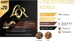 L'OR Espresso Forza Koffiecups - Intensiteit 9/12 - 10 X 20 Capsules -Koffie Promotie Winkel 1200x669