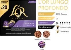 L'OR Lungo Profondo Koffiecups - Intensiteit 8/12 - 10 X 20 Capsules -Koffie Promotie Winkel 1200x852