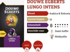Douwe Egberts Lungo Intens Koffiecups - Intensiteit 8/12 - 10 X 10 Capsules -Koffie Promotie Winkel 1200x894