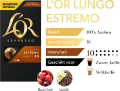 L'OR Lungo Estremo Koffiecups - Intensiteit 10/12 - 10 X 10 Capsules -Koffie Promotie Winkel 1200x907
