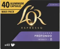 L'OR Lungo Profondo Koffiecups - Intensiteit 8/12 - 4 X 40 Capsules -Koffie Promotie Winkel 1200x966 1