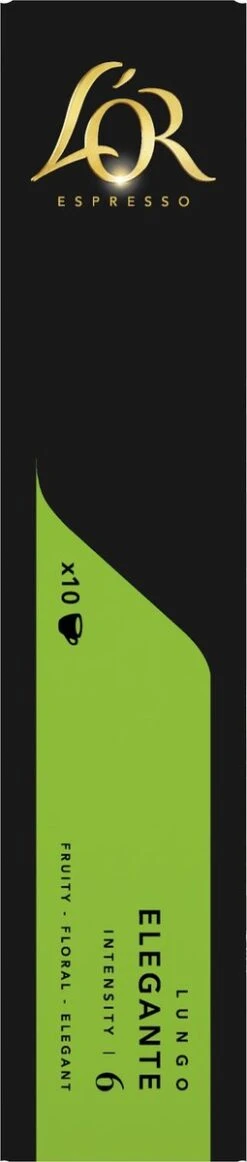 L'OR Lungo Elegante Koffiecups - Intensiteit 6/12 - 10 X 10 Capsules -Koffie Promotie Winkel 255x1200