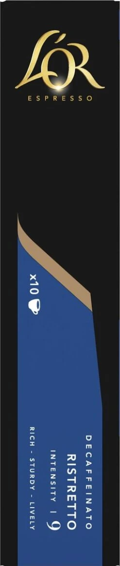 L'OR Espresso Ristretto Decaffeinato - Intensiteit 9/12 - 10 X 10 Capsules -Koffie Promotie Winkel 255x1200 9