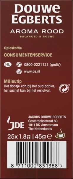 Douwe Egberts Aroma Rood Sticks Oploskoffie - 6 X 25 Zakjes -Koffie Promotie Winkel 492x1200