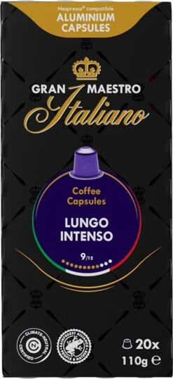 Gran Maestro Italiano - Lungo Intenso - Koffiecups - Nespresso Compatibel Capsules - Krachtige Smaak - 6 X 20 Cups -Koffie Promotie Winkel 550x1200 2