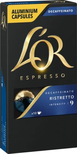 L'OR Espresso Ristretto Decaffeinato - Intensiteit 9/12 - 10 X 10 Capsules -Koffie Promotie Winkel 603x1200