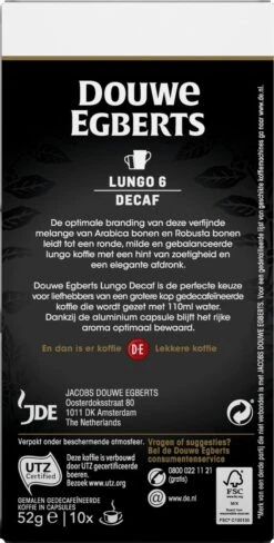 Douwe Egberts Lungo Decaf Koffiecups - Intensiteit 6/12 - 10 X 10 Capsules -Koffie Promotie Winkel 607x1200 3