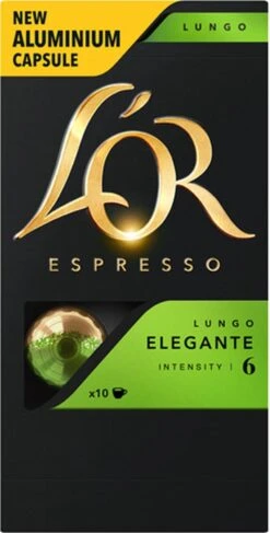 L'OR Lungo Elegante Koffiecups - Intensiteit 6/12 - 10 X 10 Capsules -Koffie Promotie Winkel 609x1200