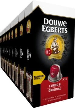 Douwe Egberts Lungo Original Koffiecups - Intensiteit 6/12 - 10 X 10 Capsules