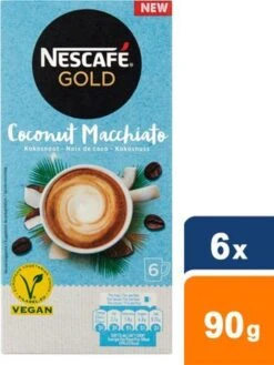 Nescafé Gold Coconut Macchiato Oploskoffie - 6 Doosjes à 6 Zakjes -Koffie Promotie Winkel 901x1200