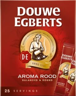 Douwe Egberts Aroma Rood Sticks Oploskoffie - 6 X 25 Zakjes -Koffie Promotie Winkel 954x1200 1