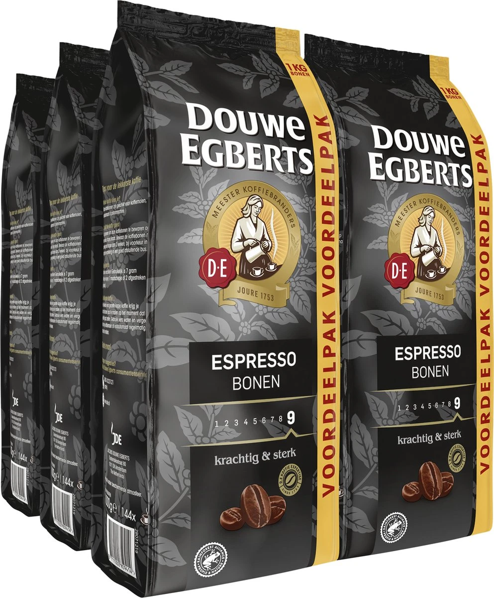 Douwe Egberts Espresso Koffiebonen - 4 X 1000 Gram - Extra Grote Verpakking 3 Douwe Egberts Espresso Koffiebonen - 4 X 1000 Gram - Extra Grote Verpakking